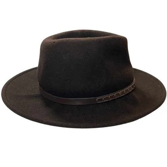 Stetson Crushable Wool Fedora Hat Brown Water Repellent‎ Large Made in USA - Picture 9 of 13